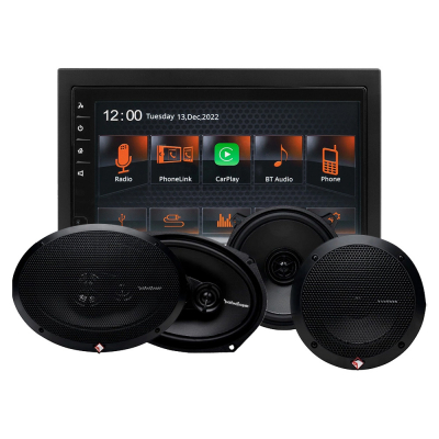 GAS MAX MV240-BT & Rockford Fosgate Prime-højttalere, bilstereopakke