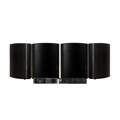 Dynavoice CA802BT med SC4B & 2 par DLS MB5i udendørshøjttalere, sort