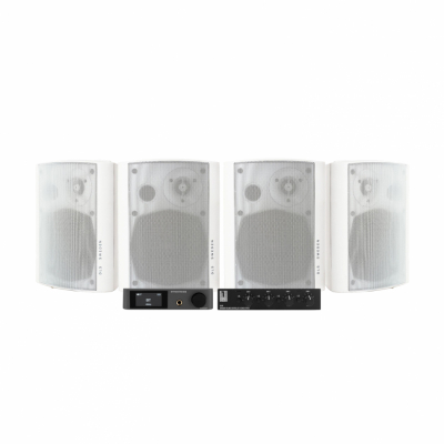 Dynavoice CA802BT med SC4B & 2 par DLS MB5i udendørs højttalere, hvid