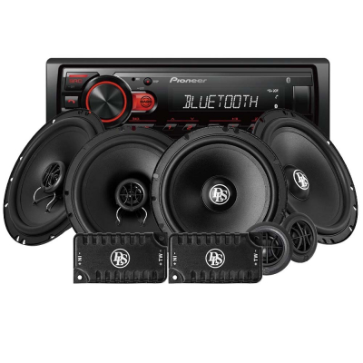 Pioneer MVH-230BT & DLS PA for- og bagsystem, bilstereopakke