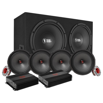 Bass Habit PL212 med SR200M, SPL helhedspakke med forstærker