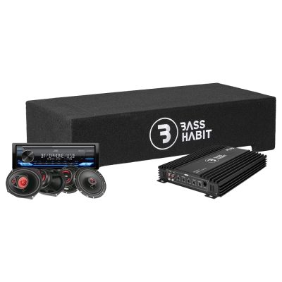 Bass Habit PL2212SR med JVC KD-X382BT, helhedspakke