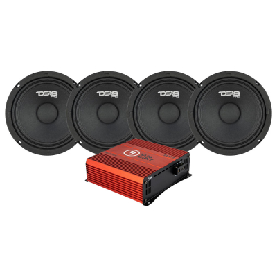 4-pak DS18 PRO-GM6.4 & Bass Habit SPL ELITE 225.4DF