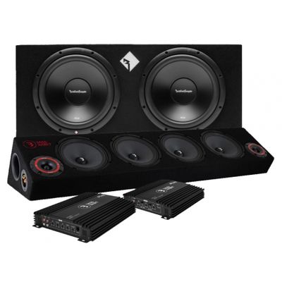 Rockford Fosgate R2-2X12 baspakke & Play SPL64 raggarplanka med sluttræd.