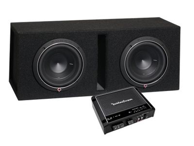2st Rockford Fosgate P2D28 i GAS GV-låda + Rockford Fosgate R500X1D