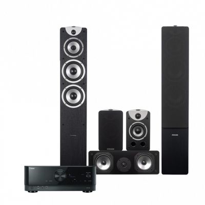 Yamaha RX-V4A & Dynavoice Magic F-7 EX 5.0 hjemmebiografpakke, sort