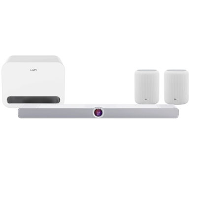 WiiM Bar surroundpakke med WiiM Sub Pro og Sound Lite, hvid