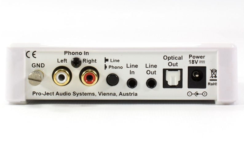 Pro-Ject Optical Box E Phono, RIAA-steg med optisk ut, vit