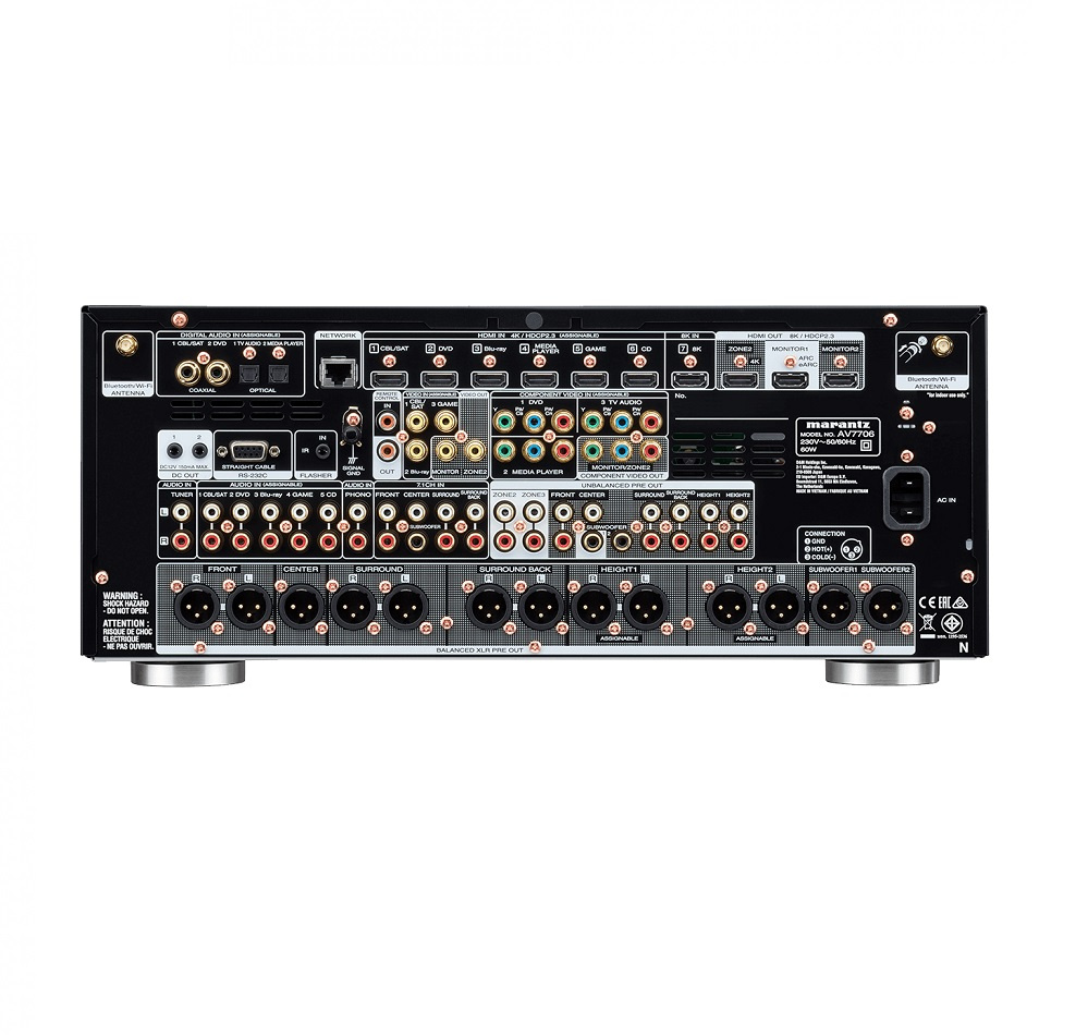 Marantz AV7706 bioprocessor med 8K video, svart