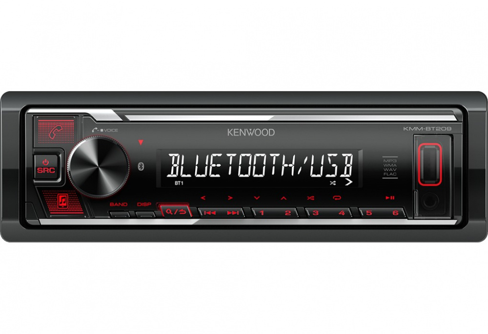 Kenwood KMM-BT209, bilstereo med Bluetooth, USB/AUX och kort chassi