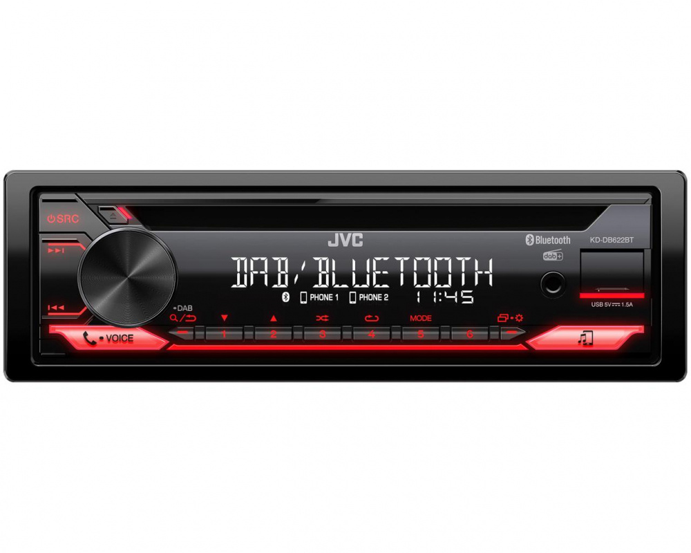 JVC KD-DB622BT, bilstereo med Bluetooth, CD och DAB+