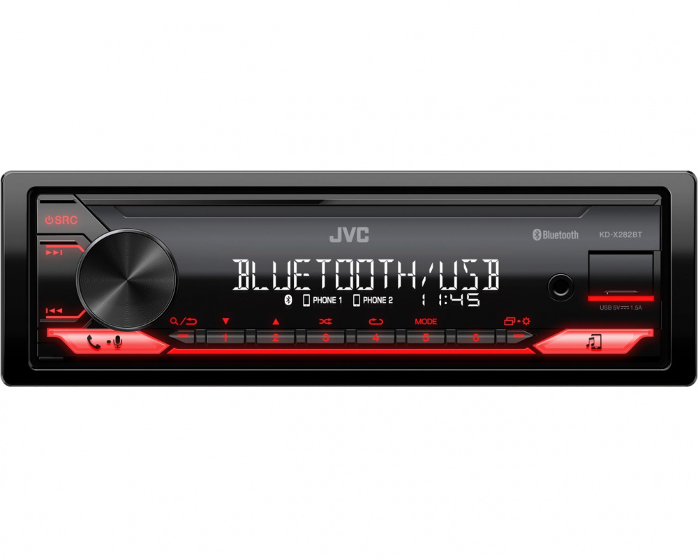 JVC KD-X282BT, bilstereo med Bluetooth och kort chassi