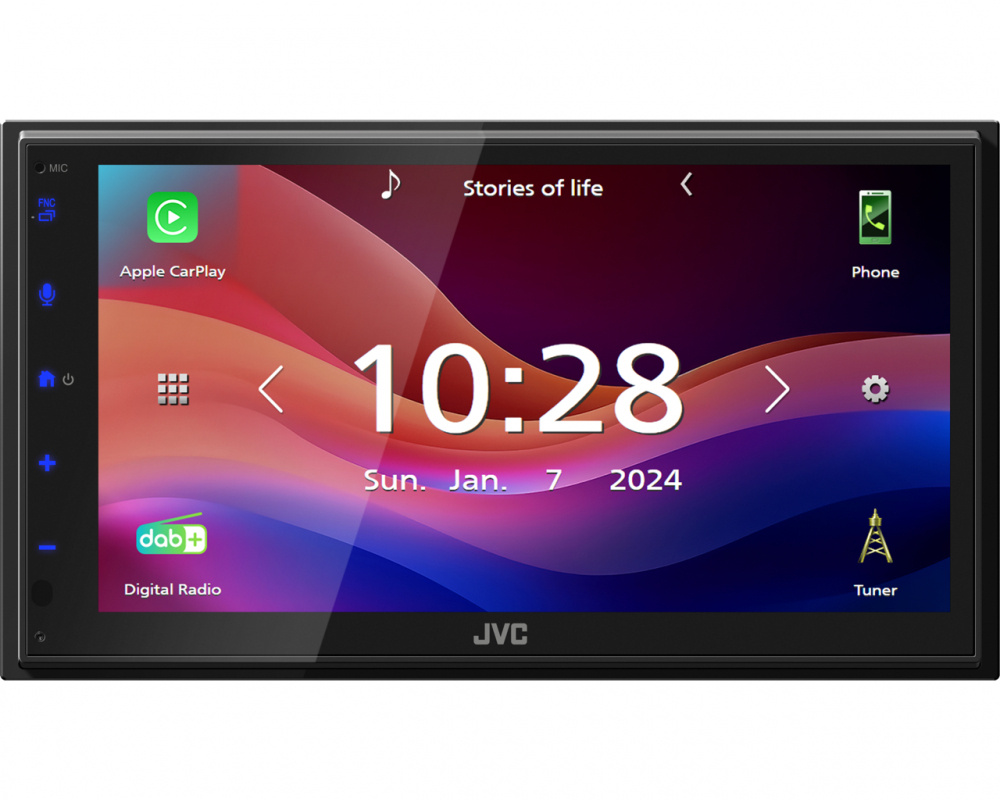 JVC KW-M595DBT, bilstereo med DAB, CarPlay, Android Auto og 2+1 par lavniveau