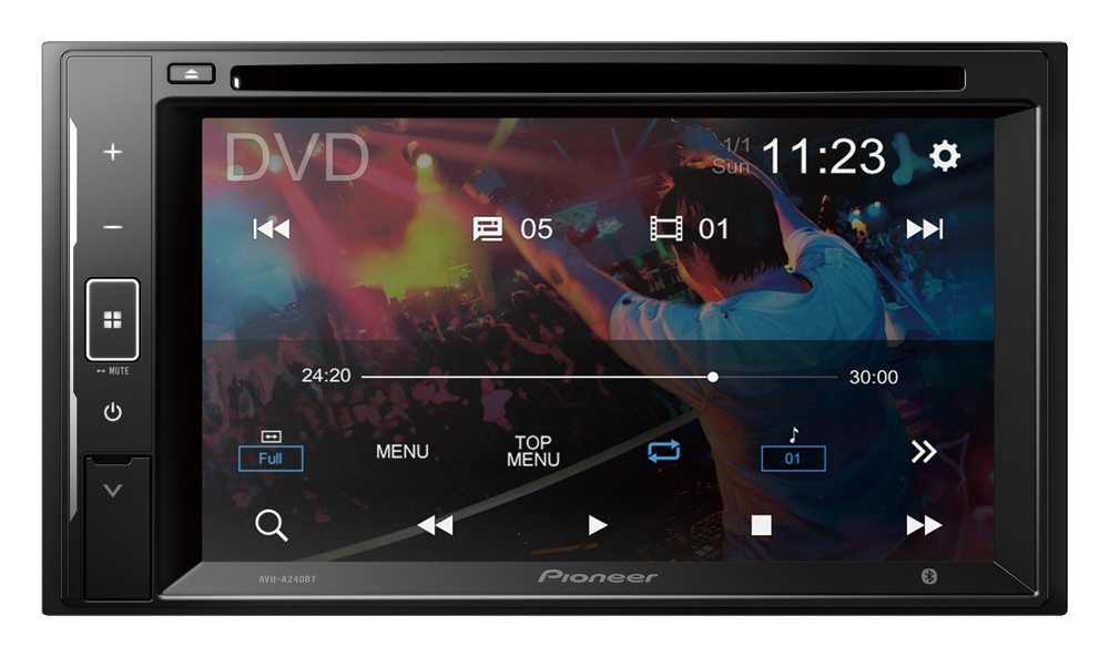 Pioneer AVH-A240BT, bilstereo med Bluetooth, DVD och 3 par lågnivå
