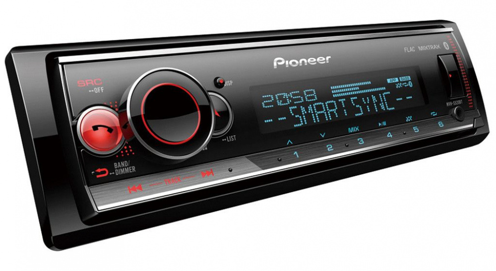 Pioneer MVH-S520BT, bilstereo med Bluetooth, USB/AUX och 3 par lågnivå