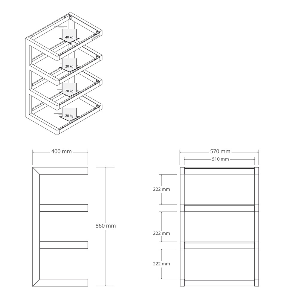 Norstone Esse Hifi, svart stereobänk med svarta hyllplan