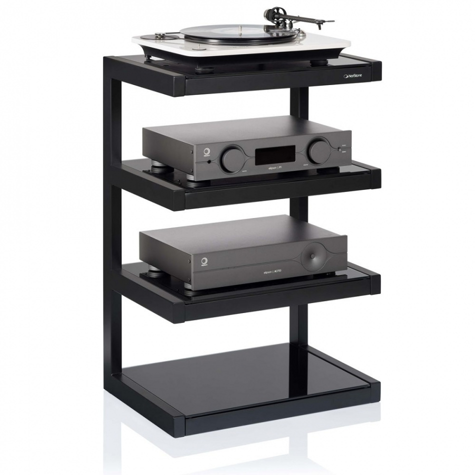 Norstone Esse Hifi, mat sort stereobænk med sorte hylder