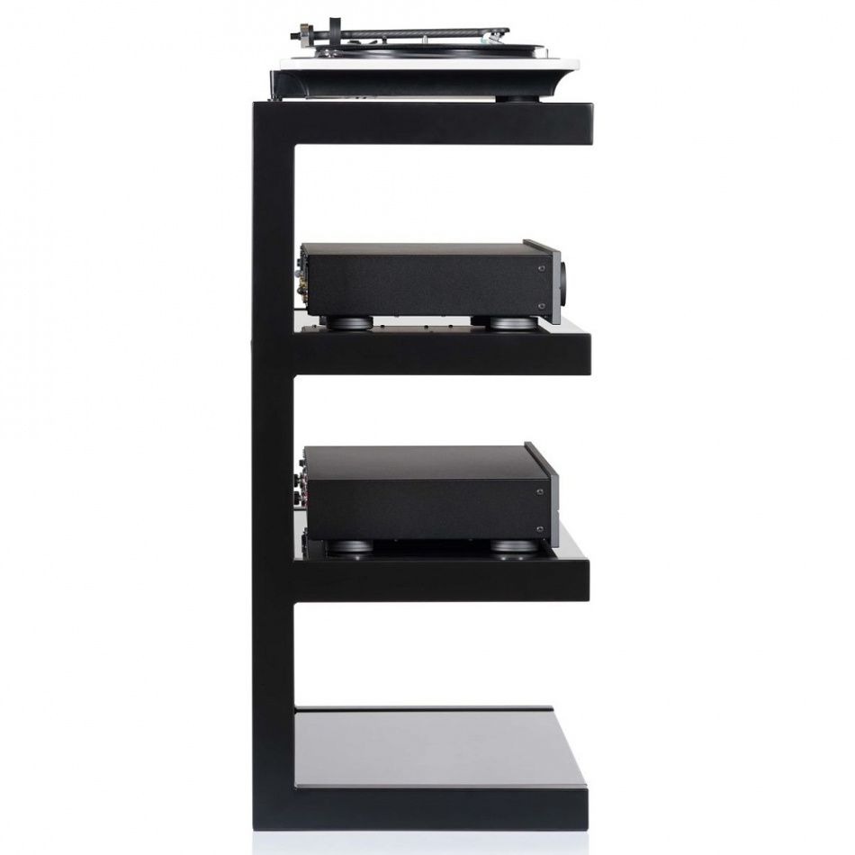 Norstone Esse Hifi, mat sort stereobænk med sorte hylder