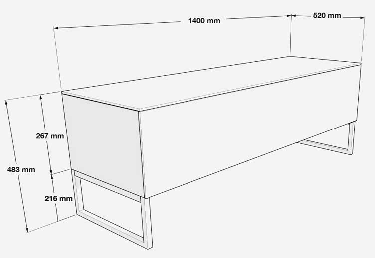 Norstone Khalm 140, TV/mediabänk pianosvart