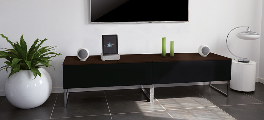 Norstone Khalm, TV/mediabänk äkta valnötsfanér