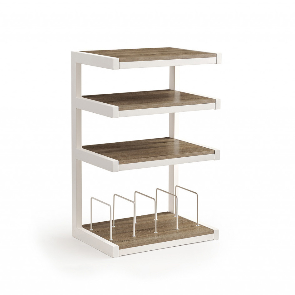 Norstone Esse Hifi Vinyl, mat hvid med egehylder og vinyllommer