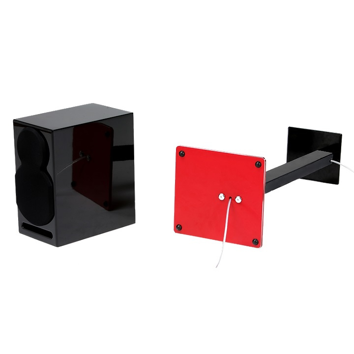 Norstone Esse Stand 61 cm hög, mattsvart högtalarstativ med röd fot