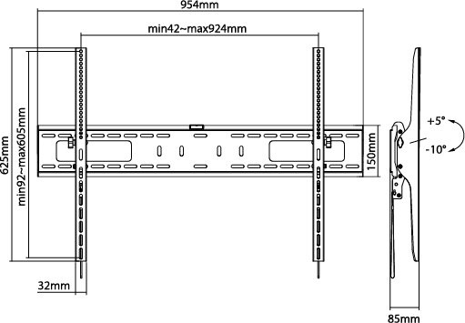 NorStone FIX 60100 TILT, tiltbart väggfäste för TV