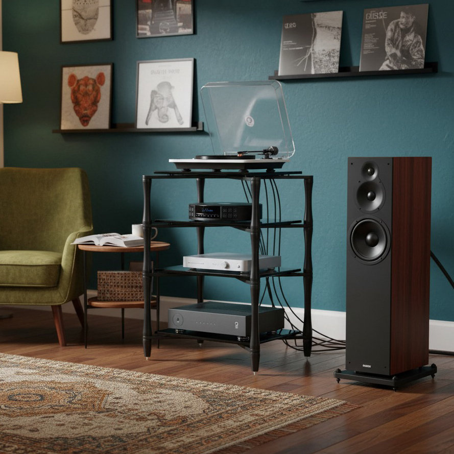 Norstone Slender Hifi elegant HiFi-møbel, Gunmetal Grey