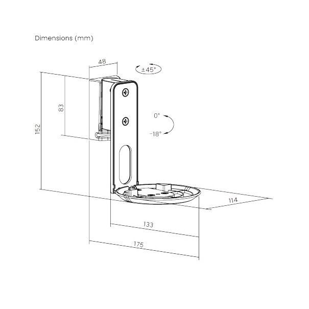 Norstone Sonos Era 100 WM vippe vægbeslag, hvid