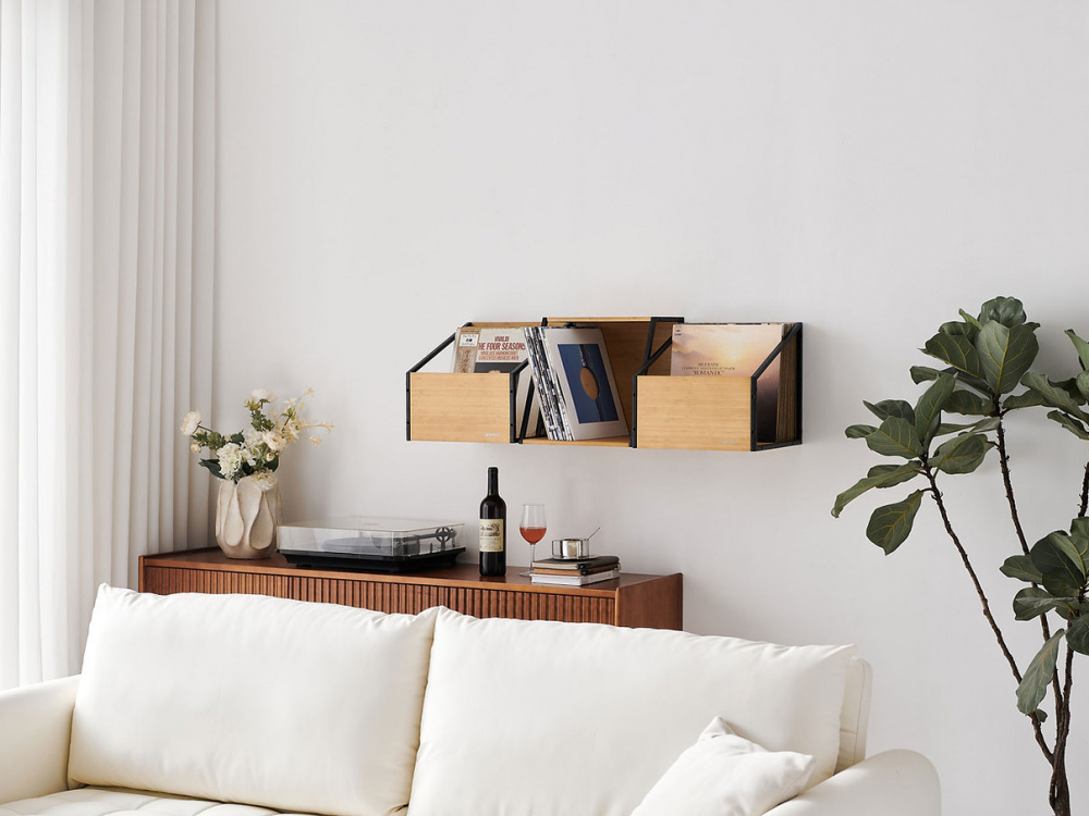 NorStone Vinyl LP-kasse, bambus/sort