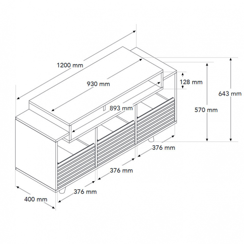 NorStone Oslo Vinyl 1200 mediebænk sort/valnød