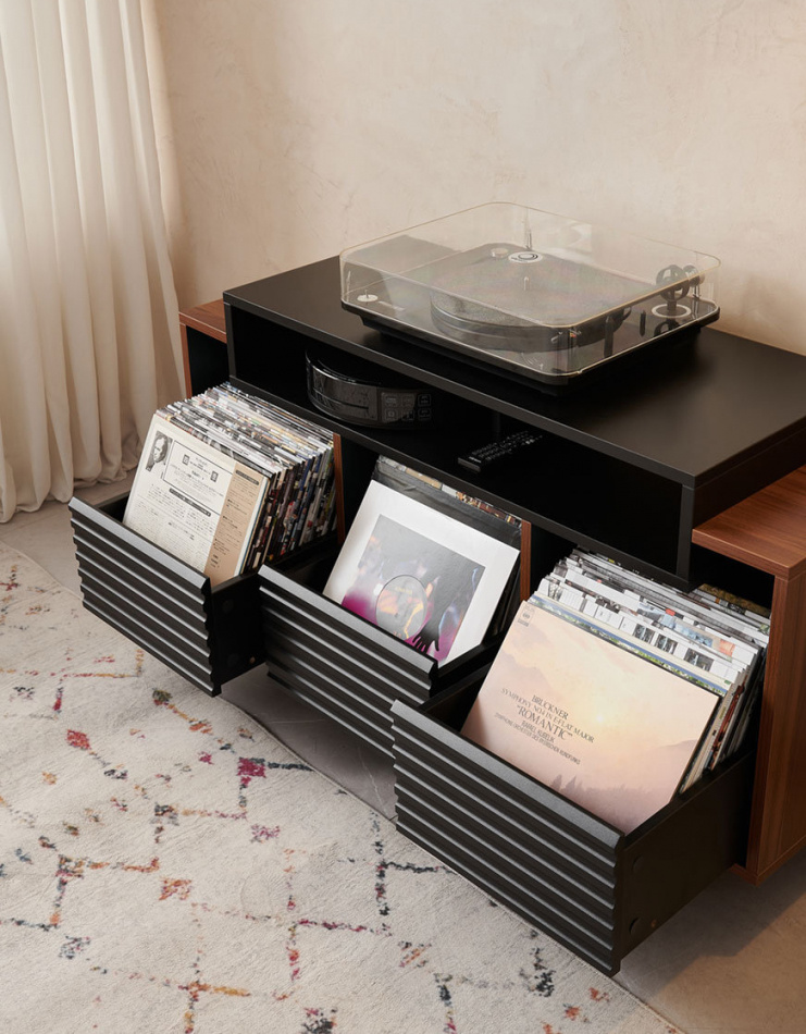 NorStone Oslo Vinyl 1200 mediebænk sort/valnød