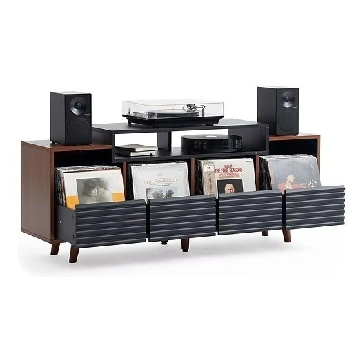 NorStone Oslo Vinyl 1600 mediebænk sort/valnød