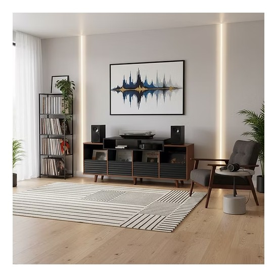 NorStone Oslo Vinyl 1600 mediebænk sort/valnød