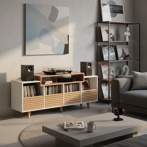 NorStone Oslo Vinyl 1600 mediabænk hvid/eg