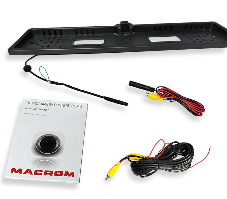 Macrom backkamera med nummerplåtshållare