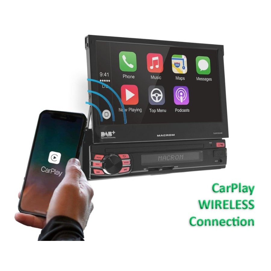Macrom T6593DAB bilstereo med motoriseret skærm, Android 13 & mere