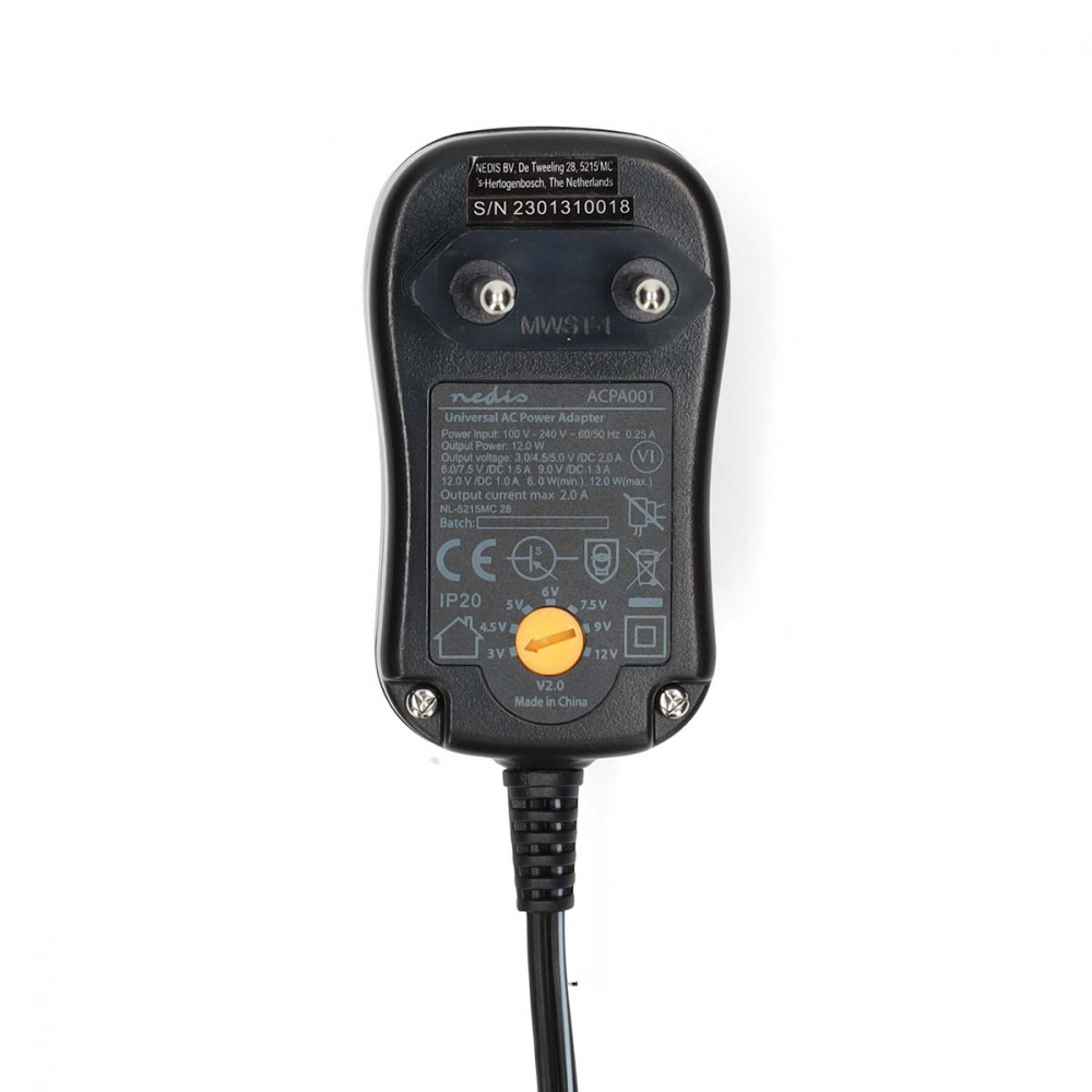 Nedis universal nätadapter, 6 st. kontaktstycken, 3-12V DC / 2.0A