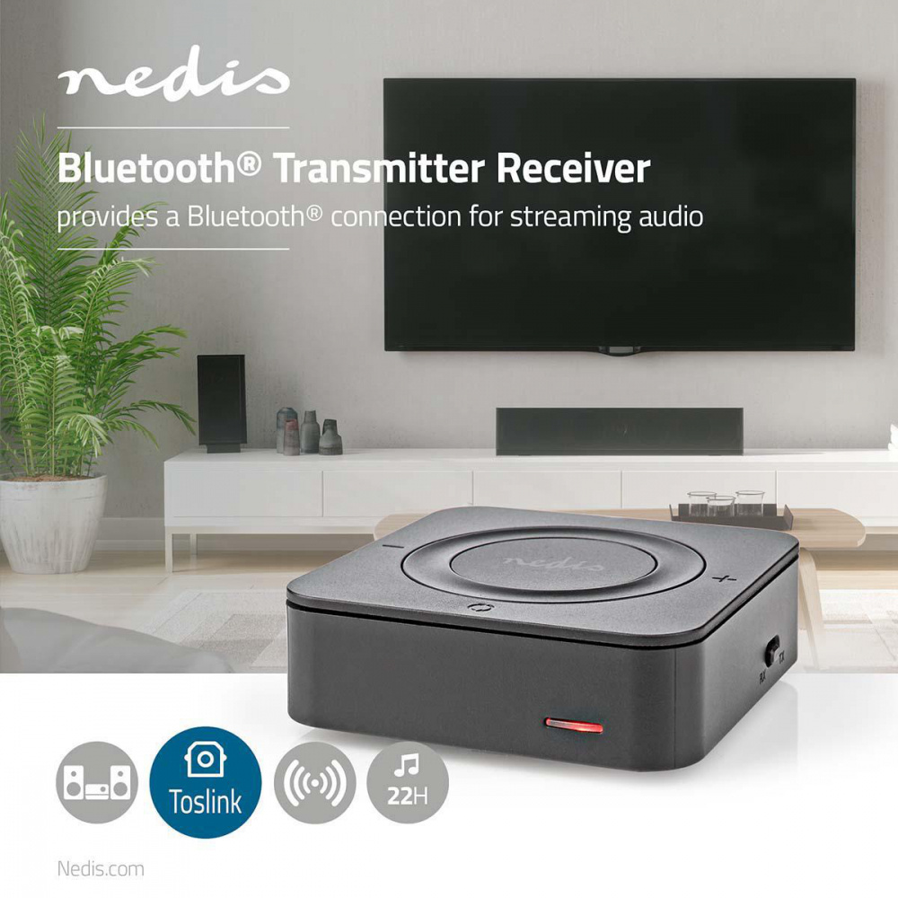 Nedis BTTC200BK Bluetooth-sender/modtager med optisk udgang