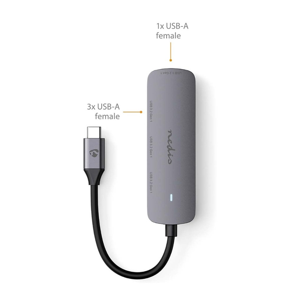Nedis USB-C-hub, 4 USB-A-porte, 5 Gbit/s
