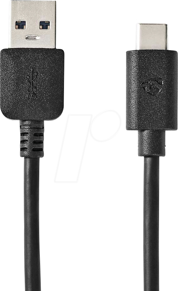 NEDIS CCGW61600BK20 USB-A til USB-C-kabel, sort, 2 meter