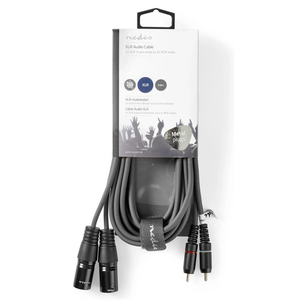 Nedis XLR-kabel, XLR-han - RCA-han 3 m