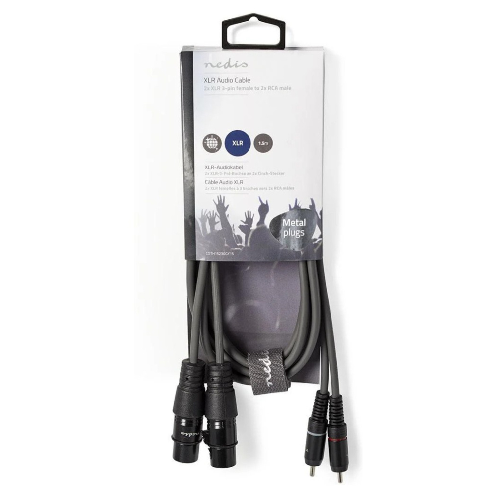 Nedis XLR-kabel, XLR hun - RCA han 3 m
