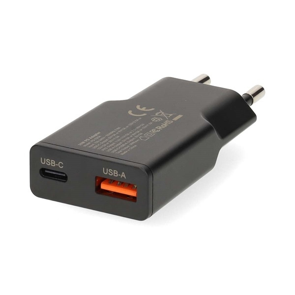 Nedis vægoplader 30 W 1x USB-C 1x USB-A, sort