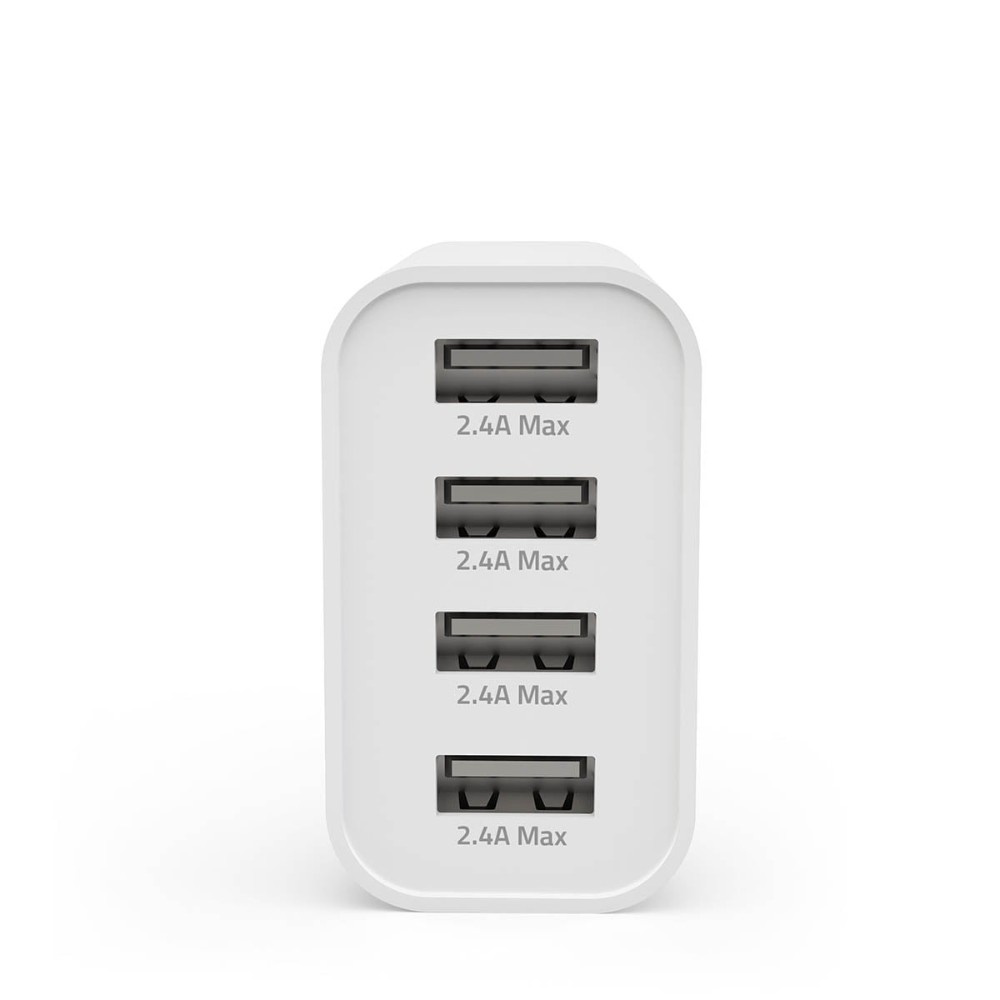 Nedis USB-A-vægoplader, 4 porte, 24 W, hvid