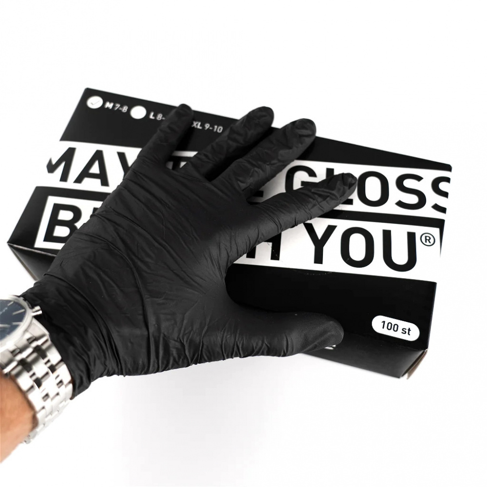 Tershine Nitrilhandsker, sorte 100-pak, medium 7-8