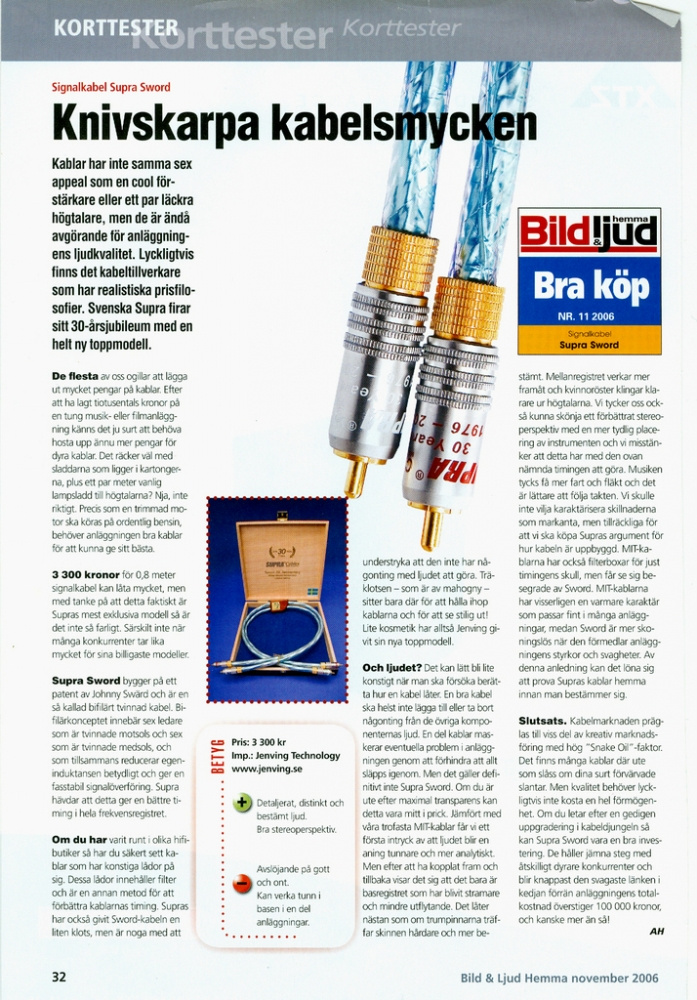 Supra Sword-IXLR signalkabel