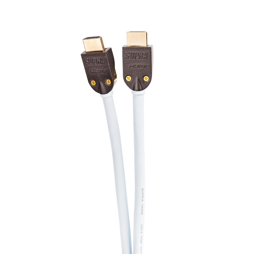 Supra HDMI 2.1 UHD8K HDMI-kabel med understøttelse af 8K HDR, hvid 2 meter