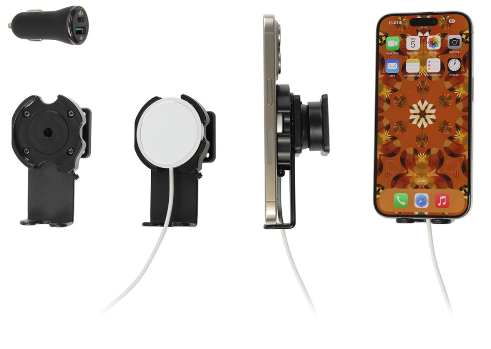 Brodit Holder med kugleled, Apple iPhone 12/12 Mini/12 Pro/12 Pro Max/13/13 Mini/13 Pro/13 Pro Max/14/14 Plus m. fl.