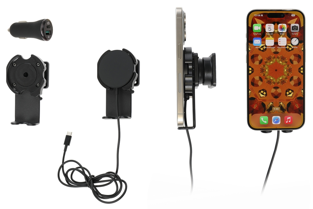 Brodit Holder med kugleled, Apple iPhone 12/12 Mini/12 Pro/12 Pro Max/13/13 Mini/13 Pro/13 Pro Max/14/14 Plus m.fl.